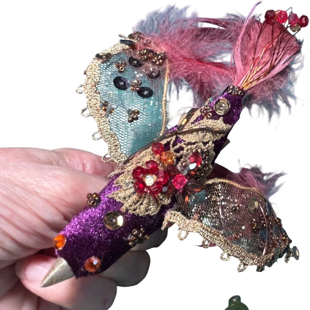 Hair Clip Purple Katherine's Collection Velvet Feather‎ Sequin Bird Fascinator